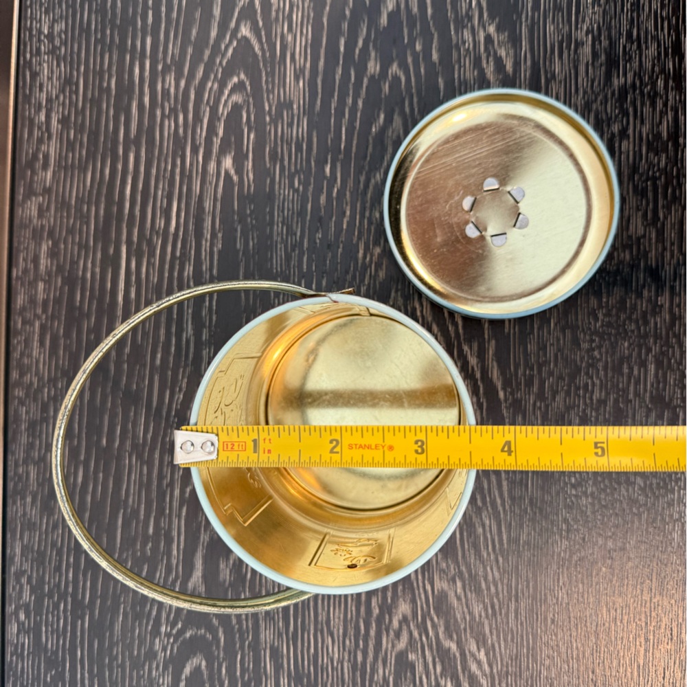 England Advertising Bucket Blue Floral Biscuits Lithograph Tin Can Handle - Picture 4 of 5